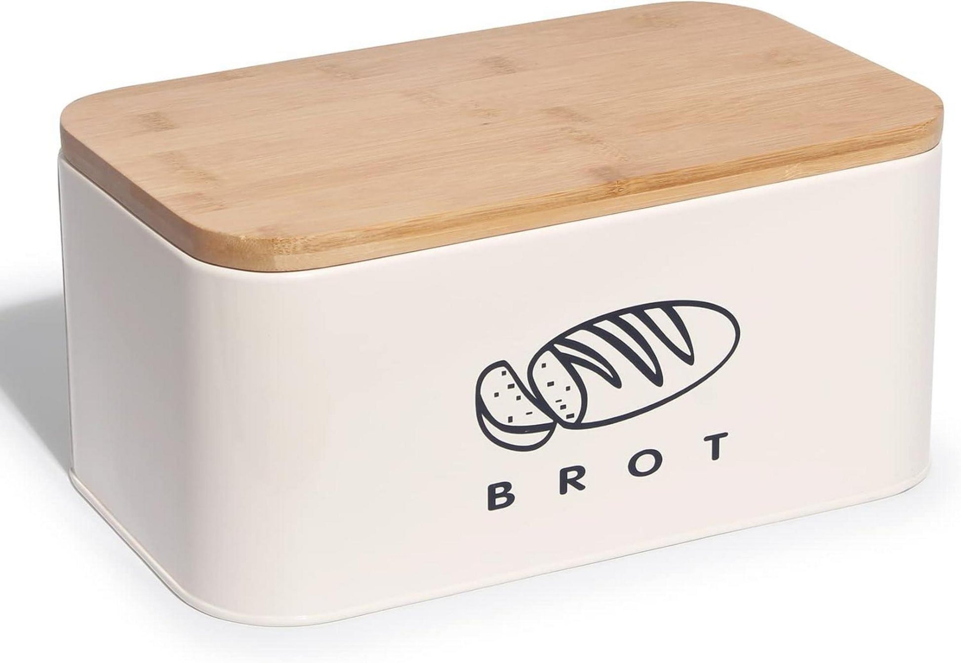 Theo&Cleo Brotkasten mit Bambusdeckel und Schneidebrett 30cm Beige