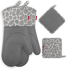 Gesentur Ofenhandschuh Topfhandschuh Silikon Baumwolle 1 Paar 2