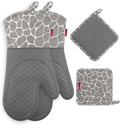 Gesentur Ofenhandschuh Topfhandschuh Silikon Baumwolle 1 Paar 2