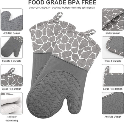 Gesentur Ofenhandschuh Topfhandschuh Silikon Baumwolle 1 Paar 2