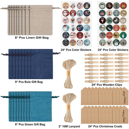 24 Adventskalender Jutesäckchen Weihnachten Geschenktüten 48