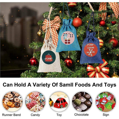 24 Adventskalender Jutesäckchen Weihnachten Geschenktüten 48