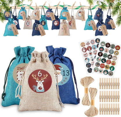 24 Adventskalender Zum Befüllen Jutesäckchen DIY Weihnachtskalender