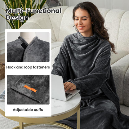 Ärmeldecke Kuscheldecke Weich Warm Flauschig Klettverschluss TV Decke