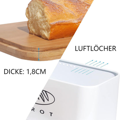 Brotkasten Umweltfreundlich Bambus Metall Retro Design 30cm * 18cm