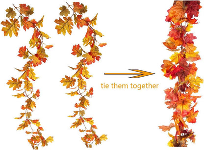 2er Ahornblätter-Girlande künstlich Herbst Deko Innen Außen Garten Hochzeit