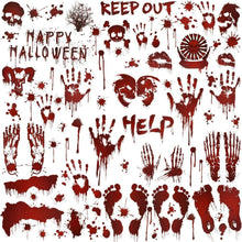 Halloween Fensteraufkleber Blutige Handabdrücke Fußabdrücke 80+ Stück