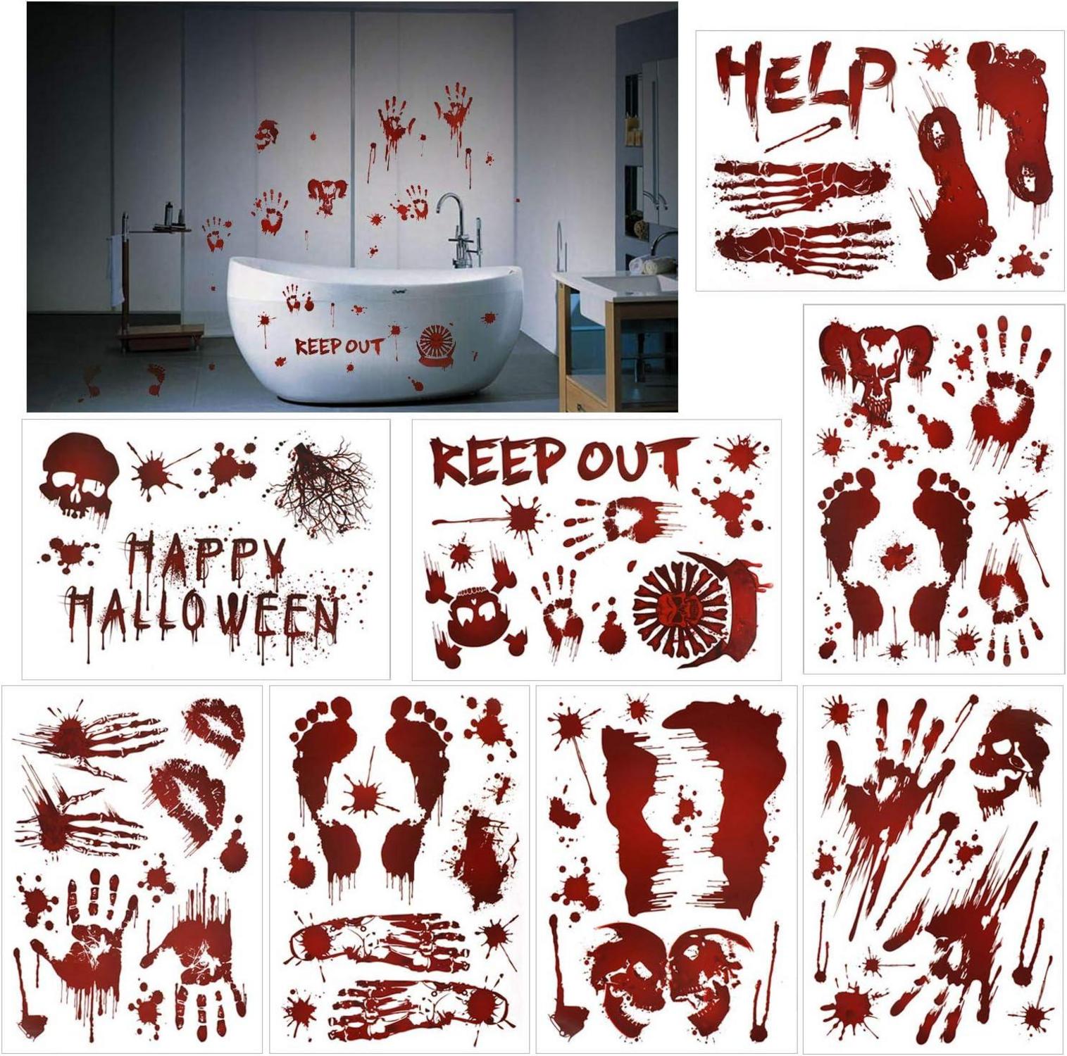 Halloween Fensteraufkleber Blutige Handabdrücke Fußabdrücke