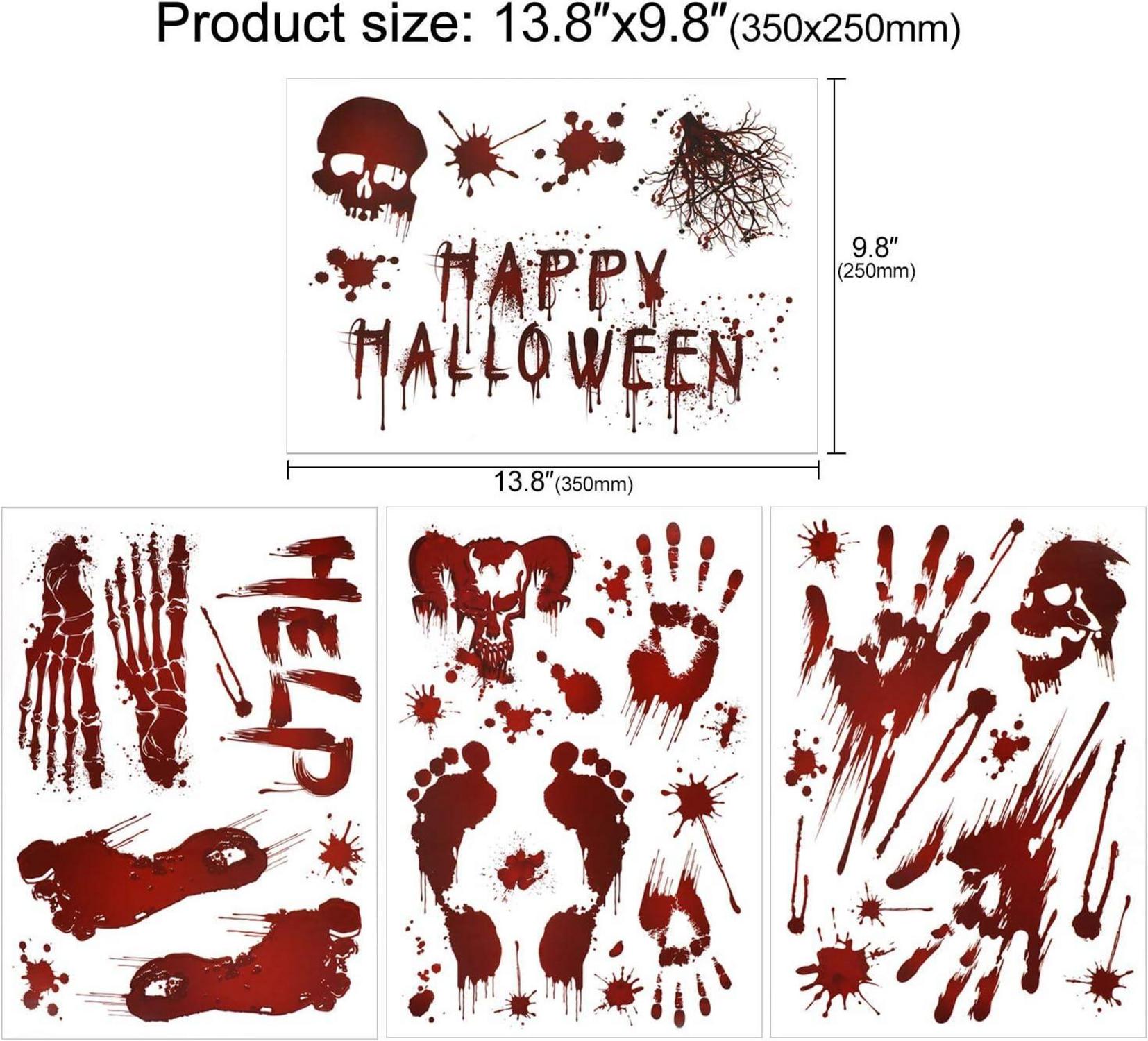 HOWAF Halloween Blutige Fensteraufkleber 80+ Aufkleber Fußabdrücke Blutspritzer