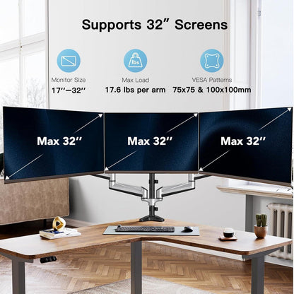 Monitor Halterung für 3 Monitore | Höhenverstellbar | Tragkraft 8 kg