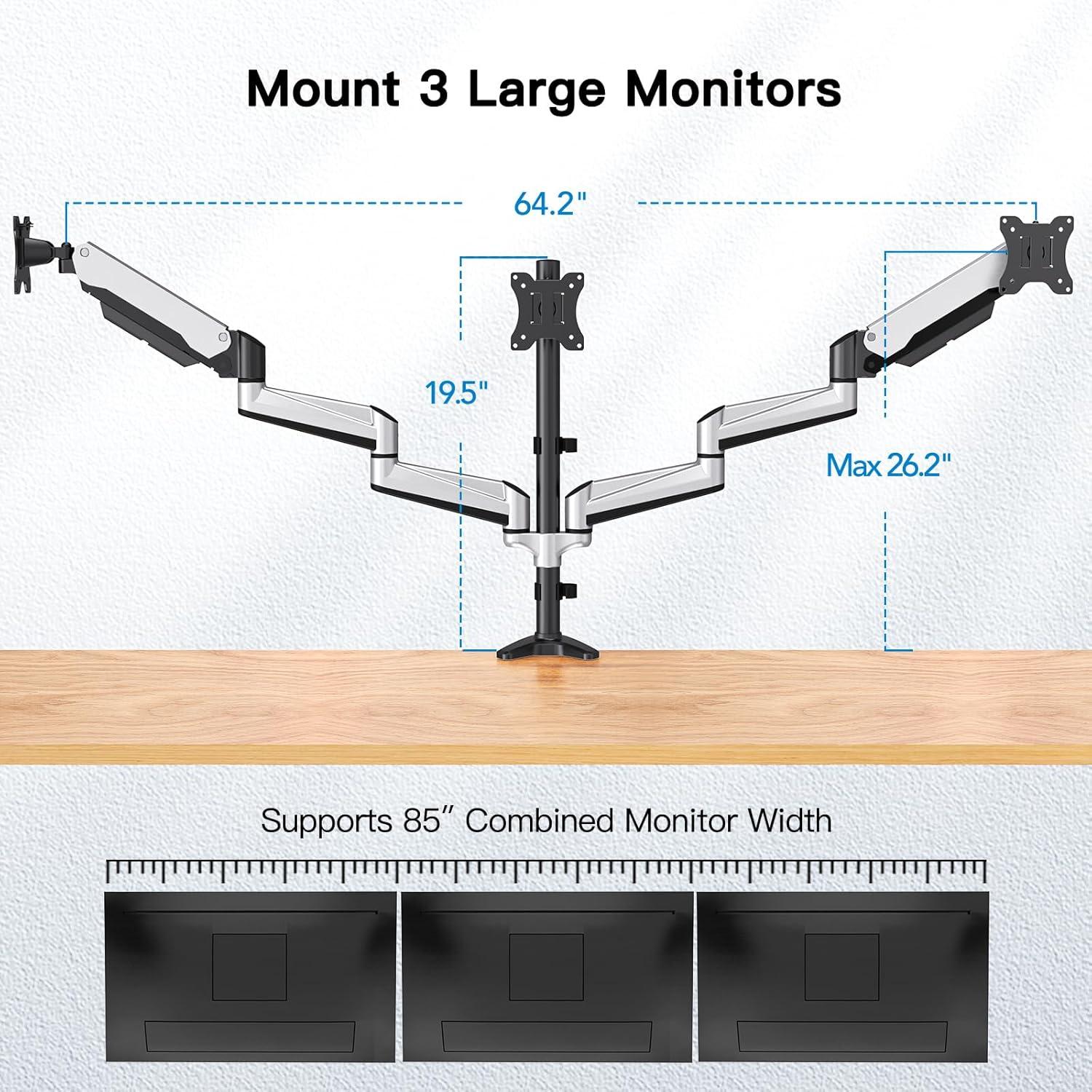 Monitor Halterung 3 Monitore für 17-32 Zoll Bildschirme, Höhenverstellbar, Monitorarm