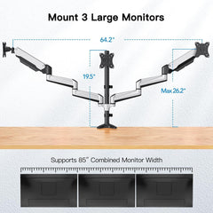 Monitor Halterung 3 Monitore für 17-32 Zoll Bildschirme, Höhenverstellbar, Monitorarm