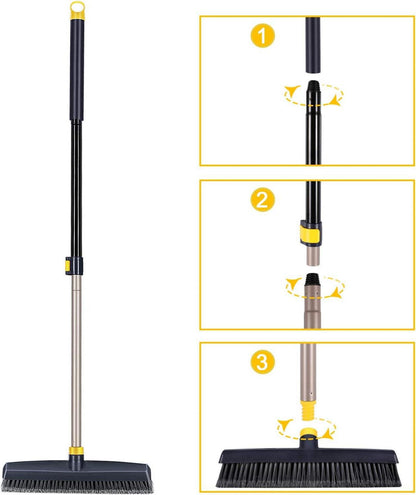 Yocada Push-Besen mit Teleskopstange und steifen Borsten - Außenbereich, Küche, Terrasse, Garage - robust, effektiv, ergonomisch