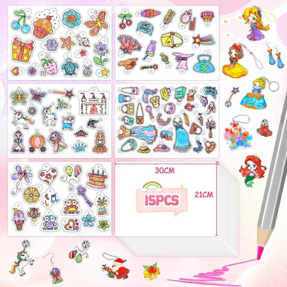 Schrumpffolie Set 218 Stück A4 Basteln Schlüsselanhänger DIY