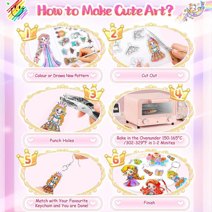 Schrumpffolie Set 218 Stück A4 Basteln Schlüsselanhänger DIY