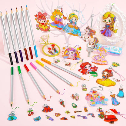 Schrumpffolie Set 218 Stück A4 Basteln Schlüsselanhänger DIY