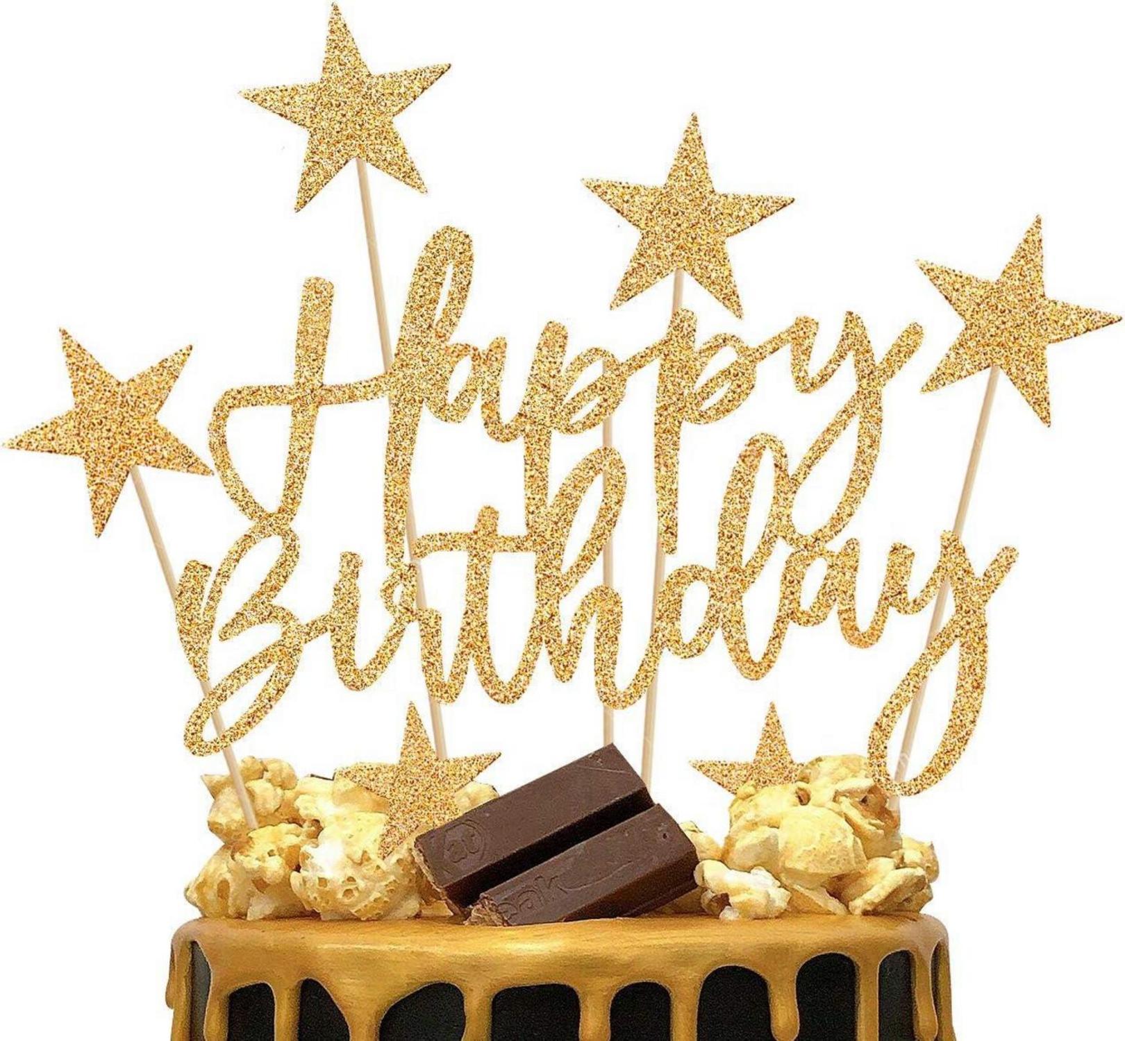 Goldene Sterne Tortendeko Geburtstag 20-tlg. Cake Topper Set