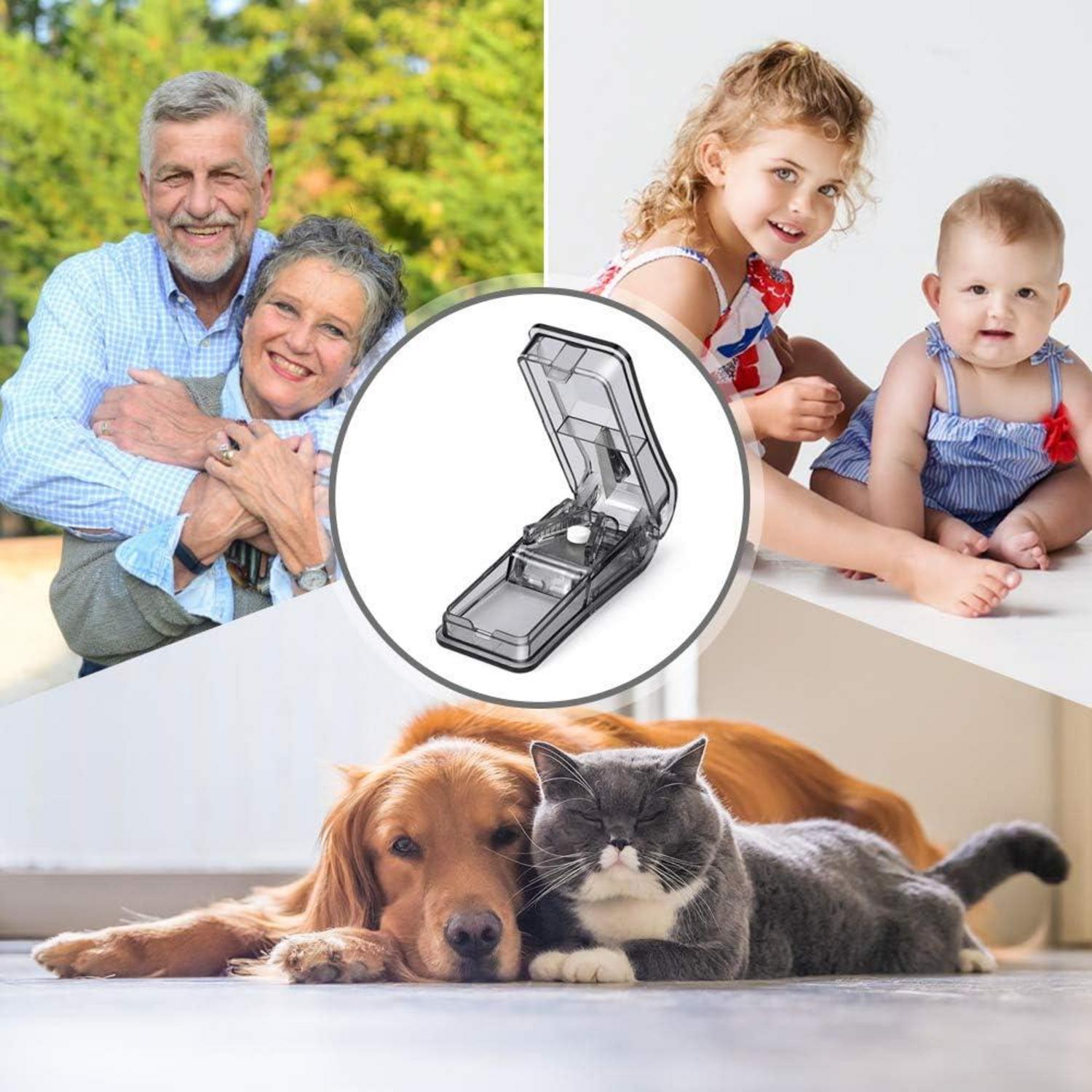Tablettenteiler für große & kleine Tabletten Vitamin schneiden Schwarz