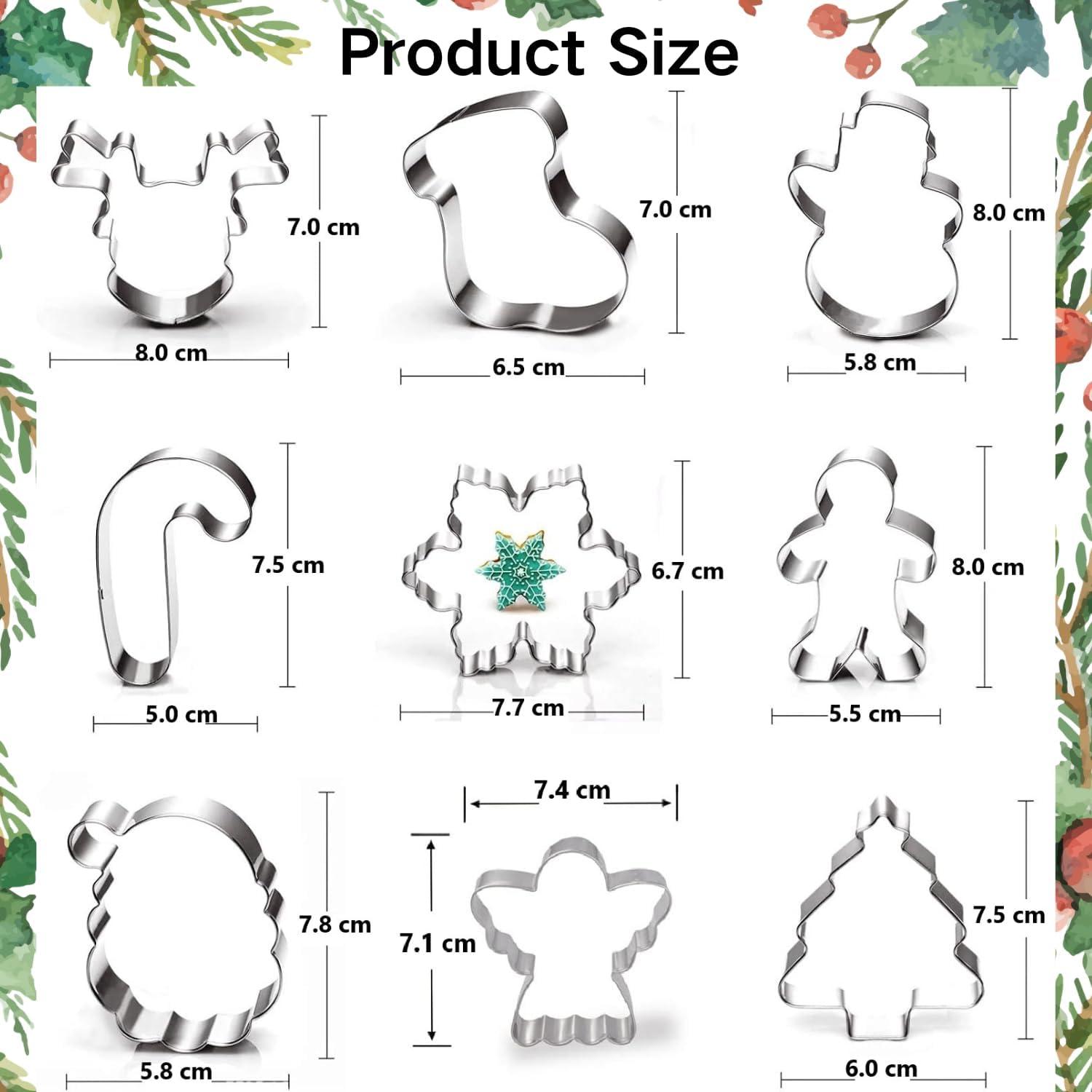 Weihnachts-Ausstechformen Set 9 Stück Rentier Schneemann Engel 100-Pack