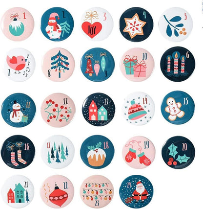 Adventskalender Stoffsäckchen zum Befüllen, Weihnachtskalender Filzsäckchen, 24 Groß Geschenksäckchen Kette, Blau Grau Stoffbeutel