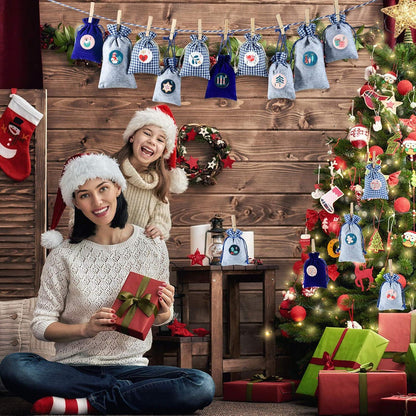 Adventskalender Kette Stoffsäckchen Selbstbefüllen 24 Geschenksäckchen