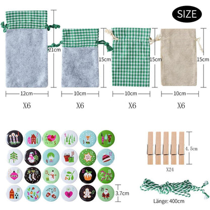 DIY Adventskalender zum Selbstbefüllen mit 24 Buttons in