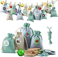Adventskalender zum Befüllen mit 24 DIY Buttons, Stoffbeutel und Kette