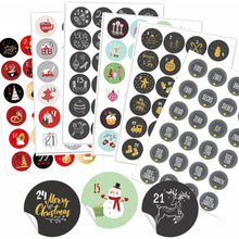 24 Adventskalender Zahlen Aufkleber 40mm - Runde