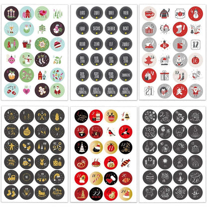 24 Adventskalender Zahlen Aufkleber 40mm - Runde