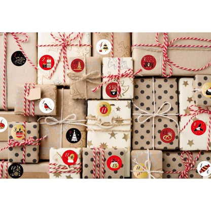 24 Adventskalender Zahlen Aufkleber 40mm - Runde
