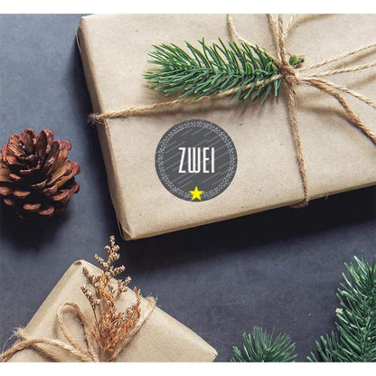 24 Adventskalender Zahlen Aufkleber 40mm - Runde