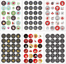 24 Adventskalender Zahlen Aufkleber 40mm - Runde