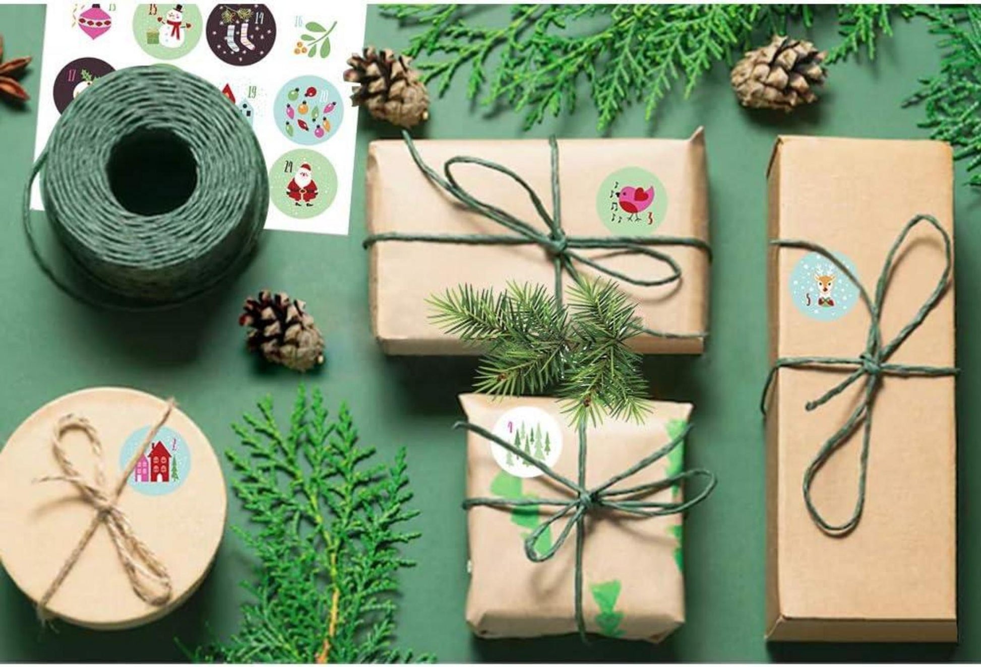 Adventskalender Zahlen Aufkleber 24 Sticker Weihnachten Basteln 40mm