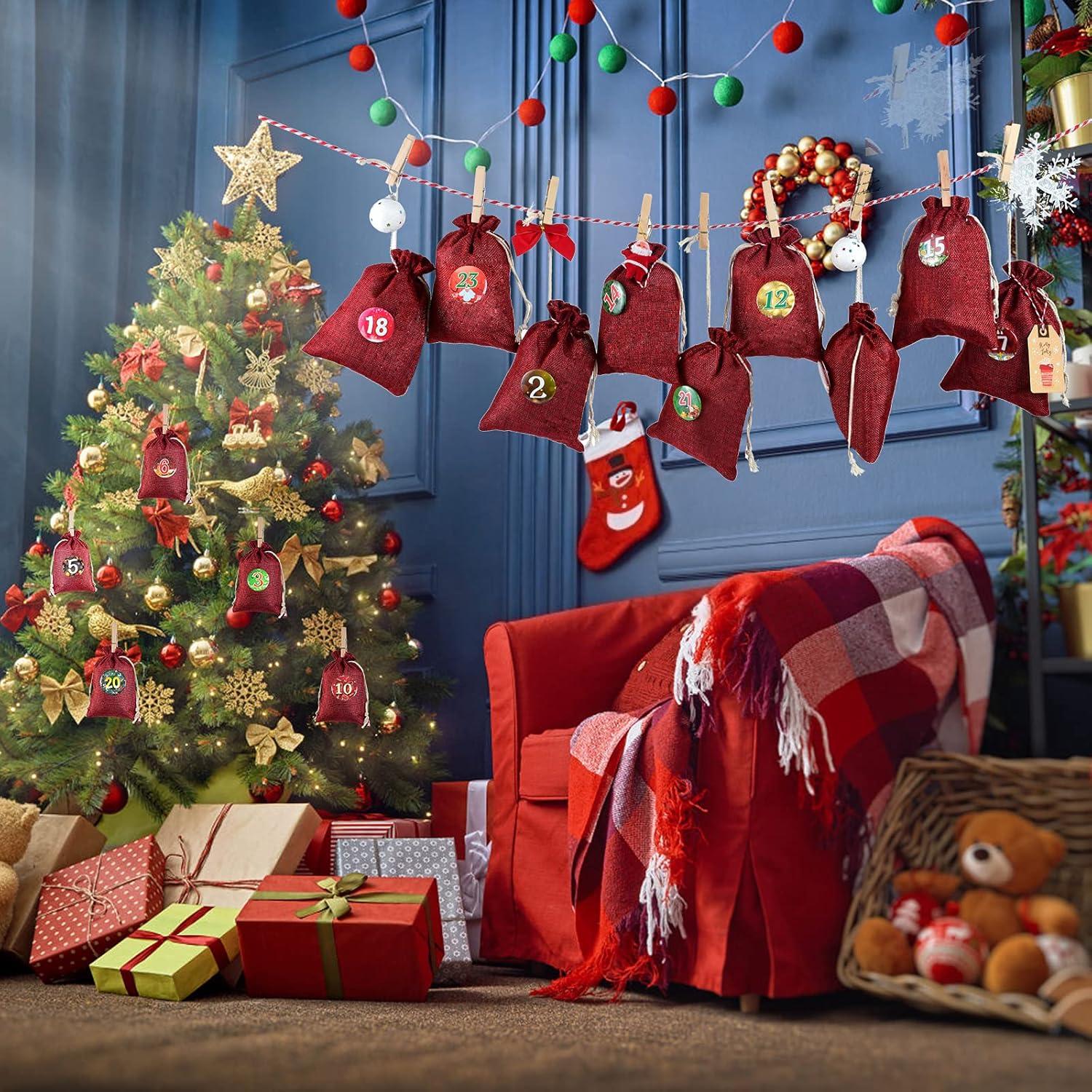 Adventskalender zum Befüllen Groß 24 Weihnachtssäckchen Jutebeutel