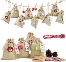 Adventskalender zum Befüllen Jutesäckchen 24 Holzclip 2023