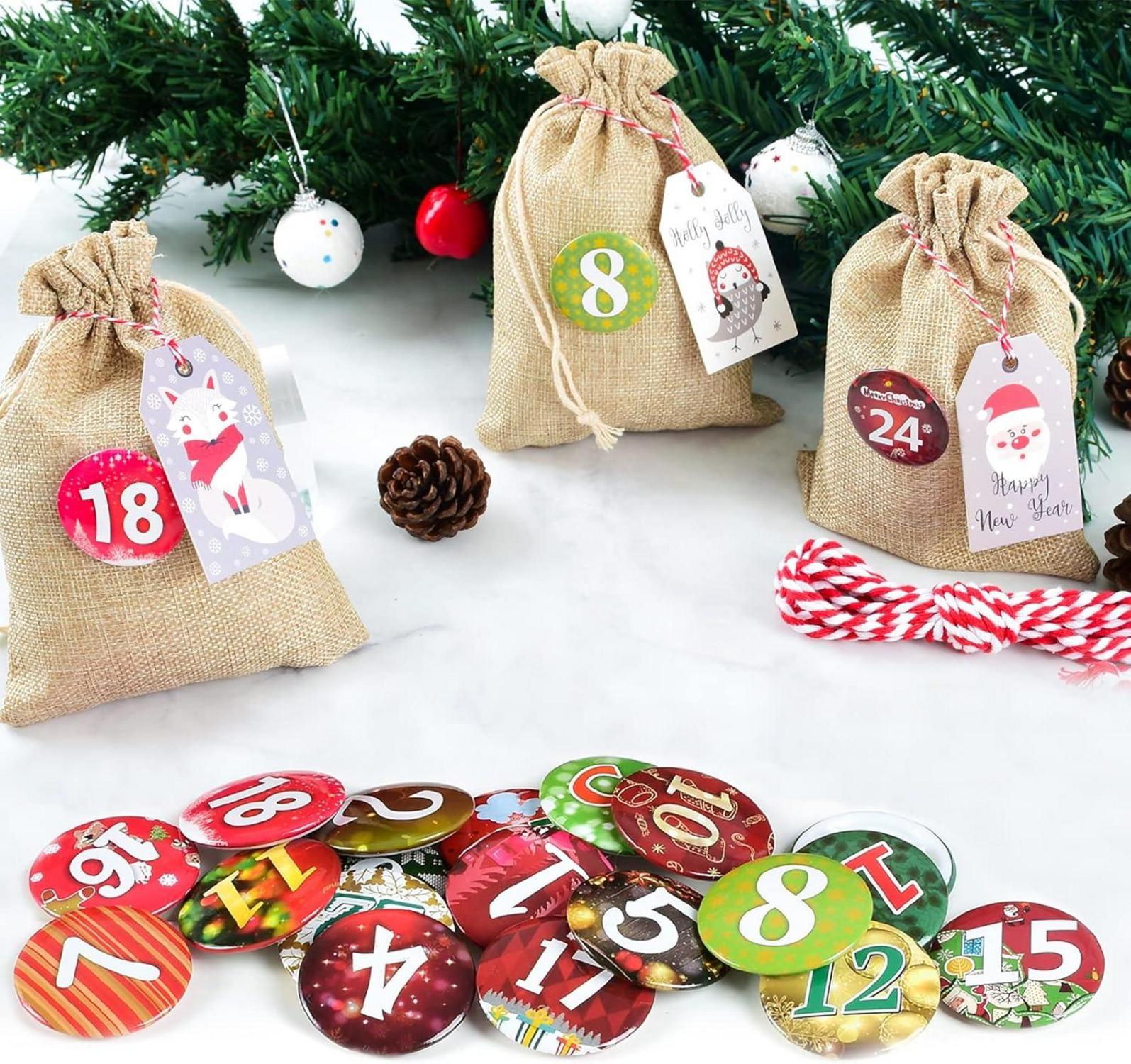 Adventskalender zum Befüllen 24 Jutesäckchen 2023