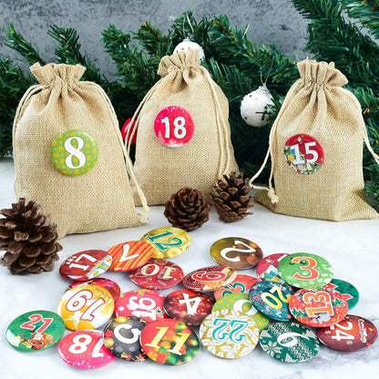 Adventskalender zum Befüllen Groß 13x17cm Weihnachtskalender Jutesäckchen 2023 Kinder Männer