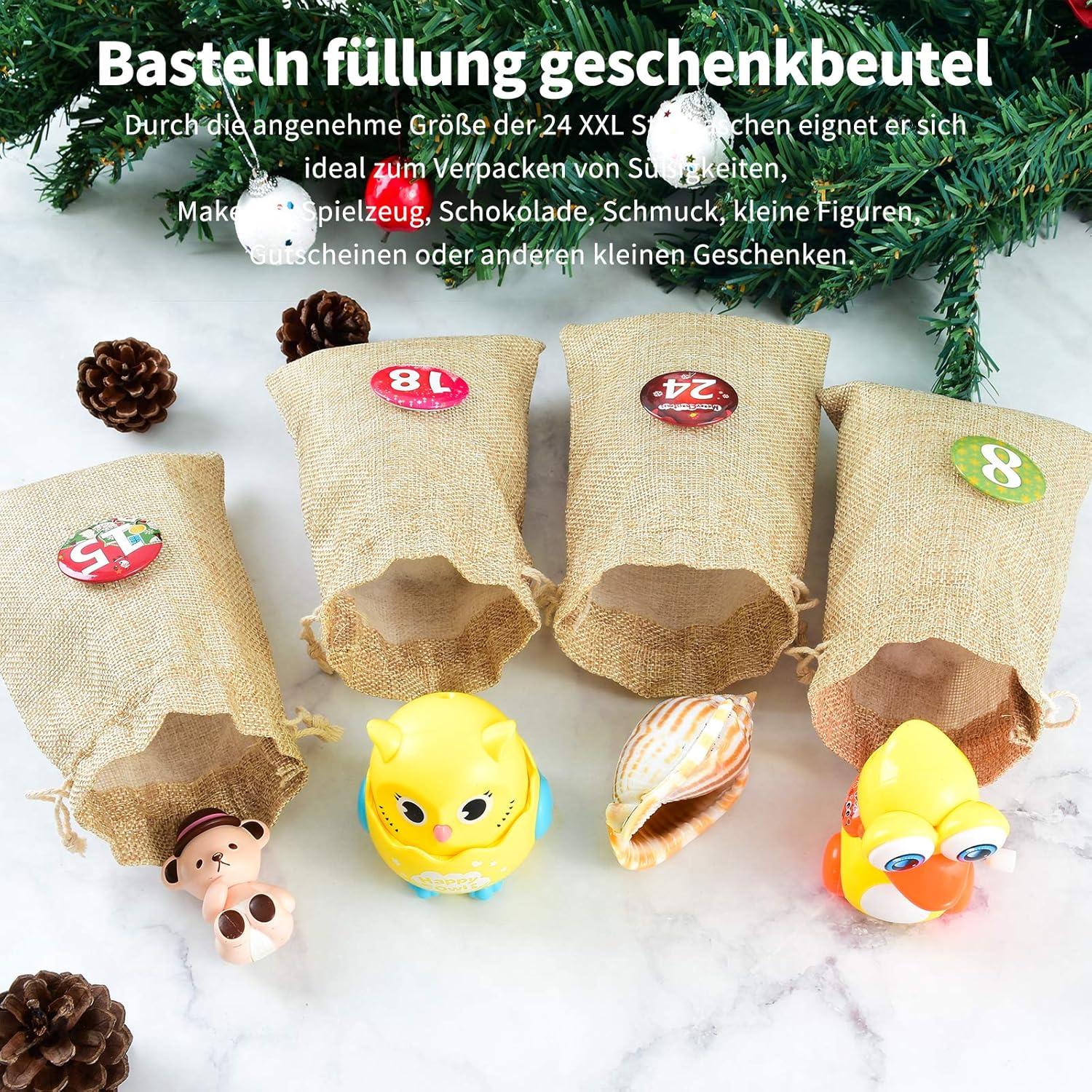 Adventskalender Groß zum Befüllen 24 Jutesäckchen 2023 Weihnachtskalender