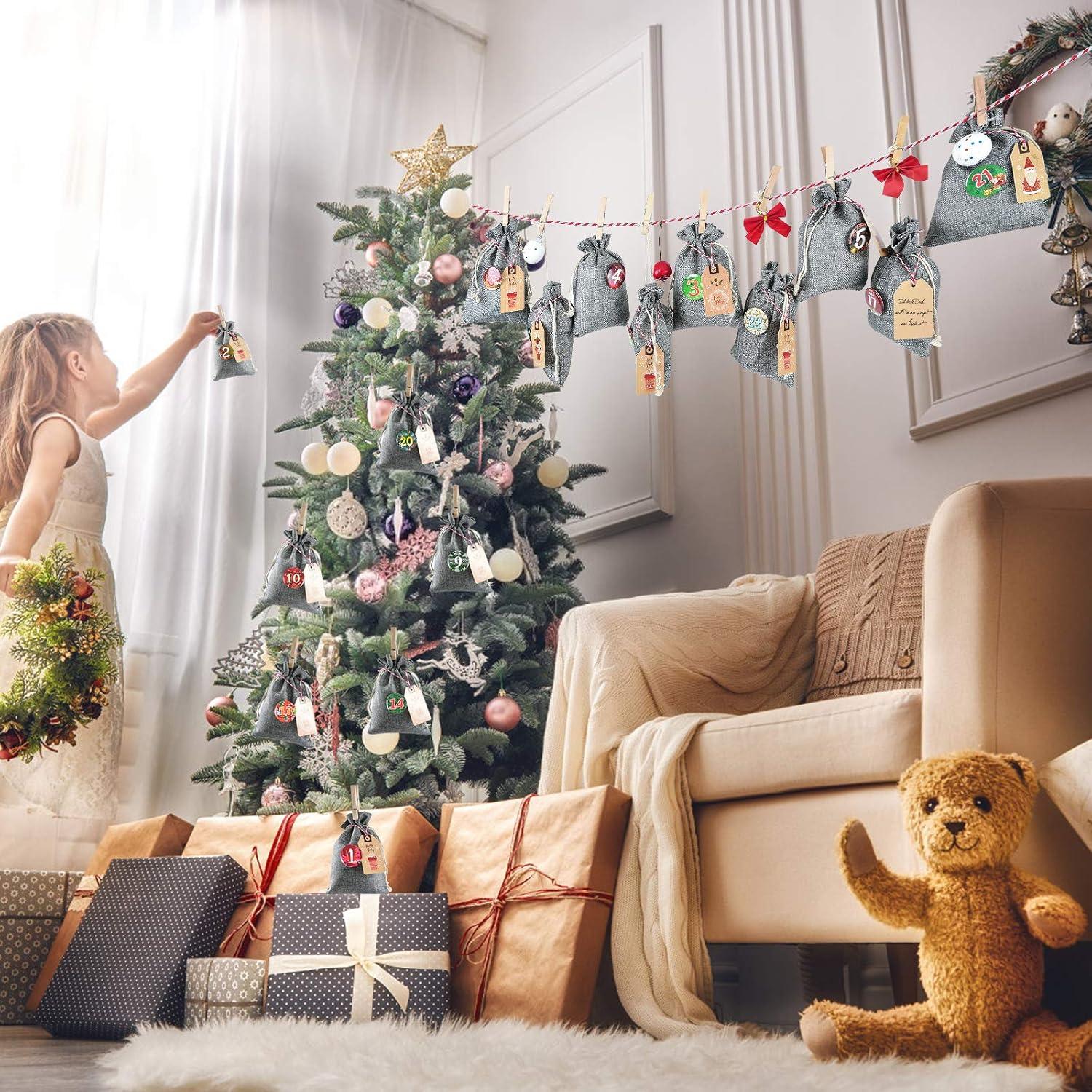 Adventskalender Jutesäckchen Weihnachtskalender selbstbefüllbar 24