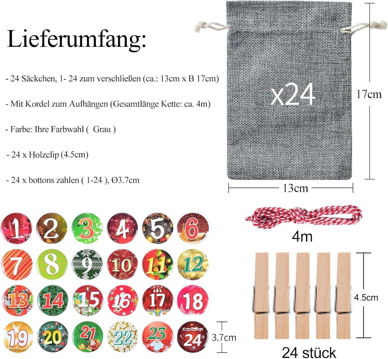 Adventskalender zum Befüllen Groß 24 Jutesack Weihnachtskalender selbst