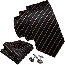 Schwarzes Herren Krawatten Set mit Einstecktuch und