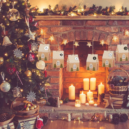24 Stück Weihnachtskalender Geschenkboxen Hausform
