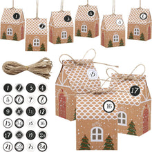 24 Stück Adventskalender Geschenkbeutel Weihnachtskalender Haus Formen
