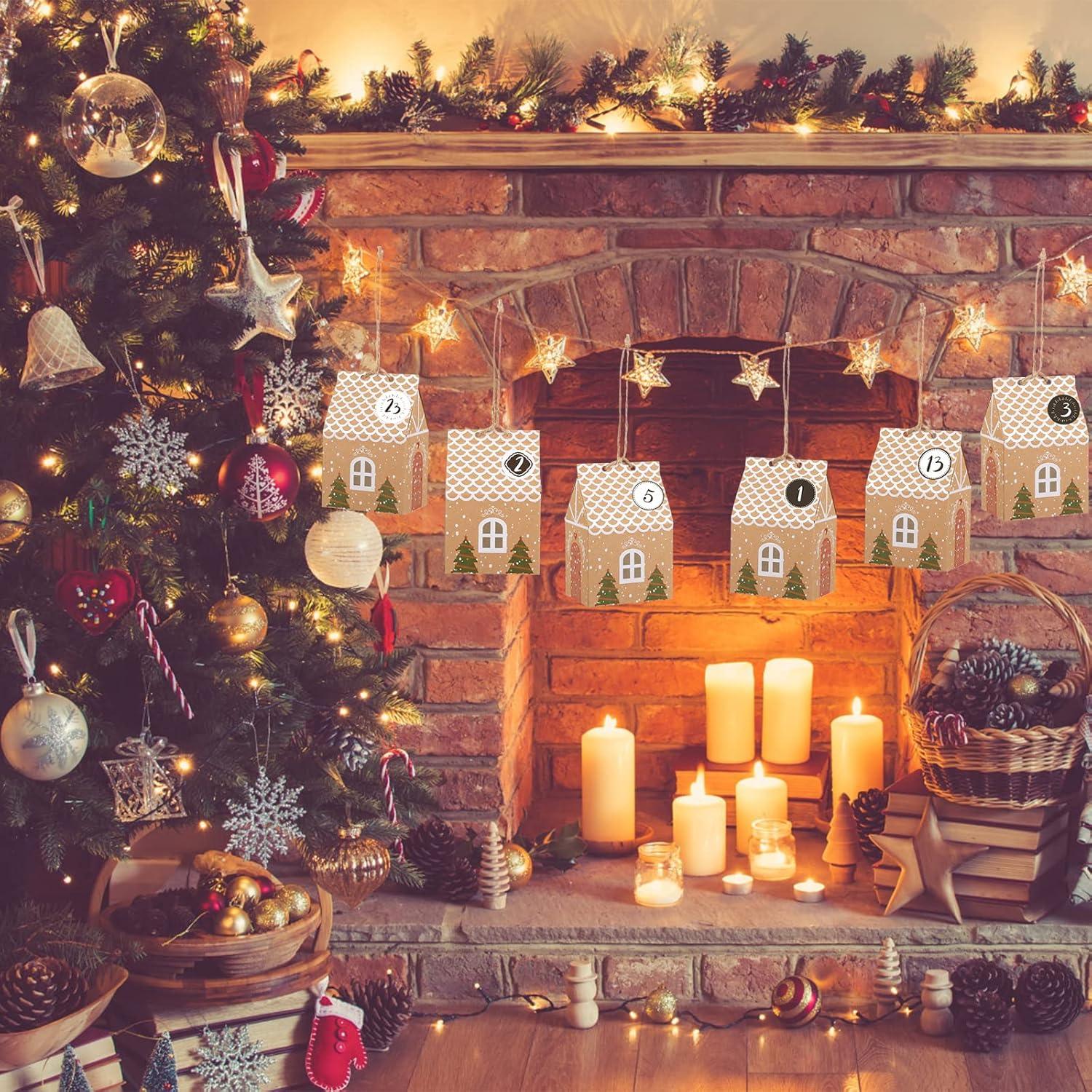 24 Stück Hausförmige Geschenkboxen Weihnachts Adventskalender