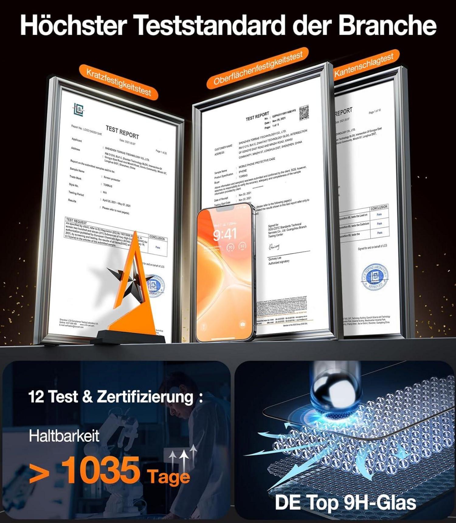 TORRAS iPhone 12/12 Pro Panzerglas Schutzfolie