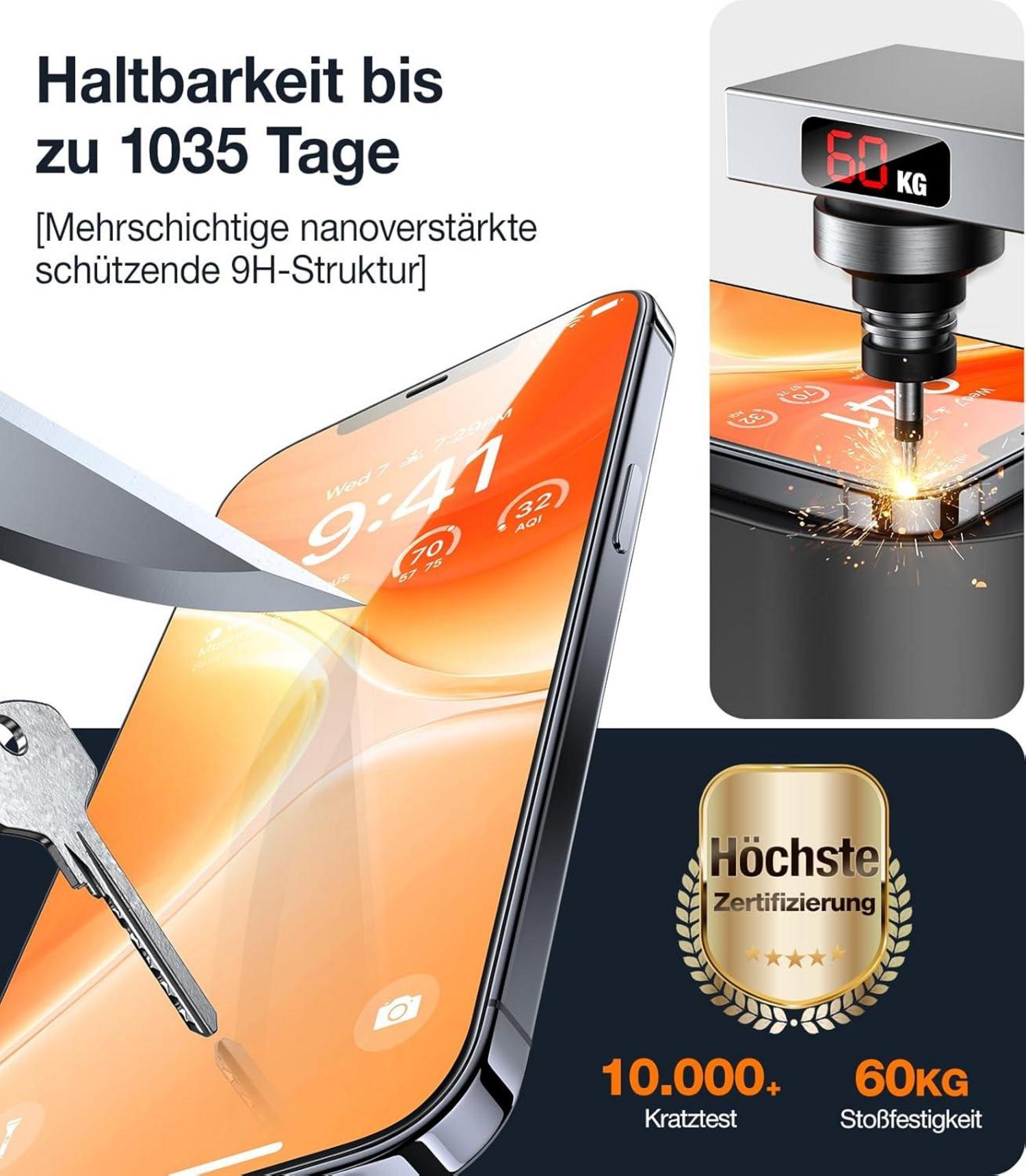 TORRAS iPhone 12/12 Pro Panzerglas Schutzfolie 9H+ - 2 Stück anti-Fingerabdruck