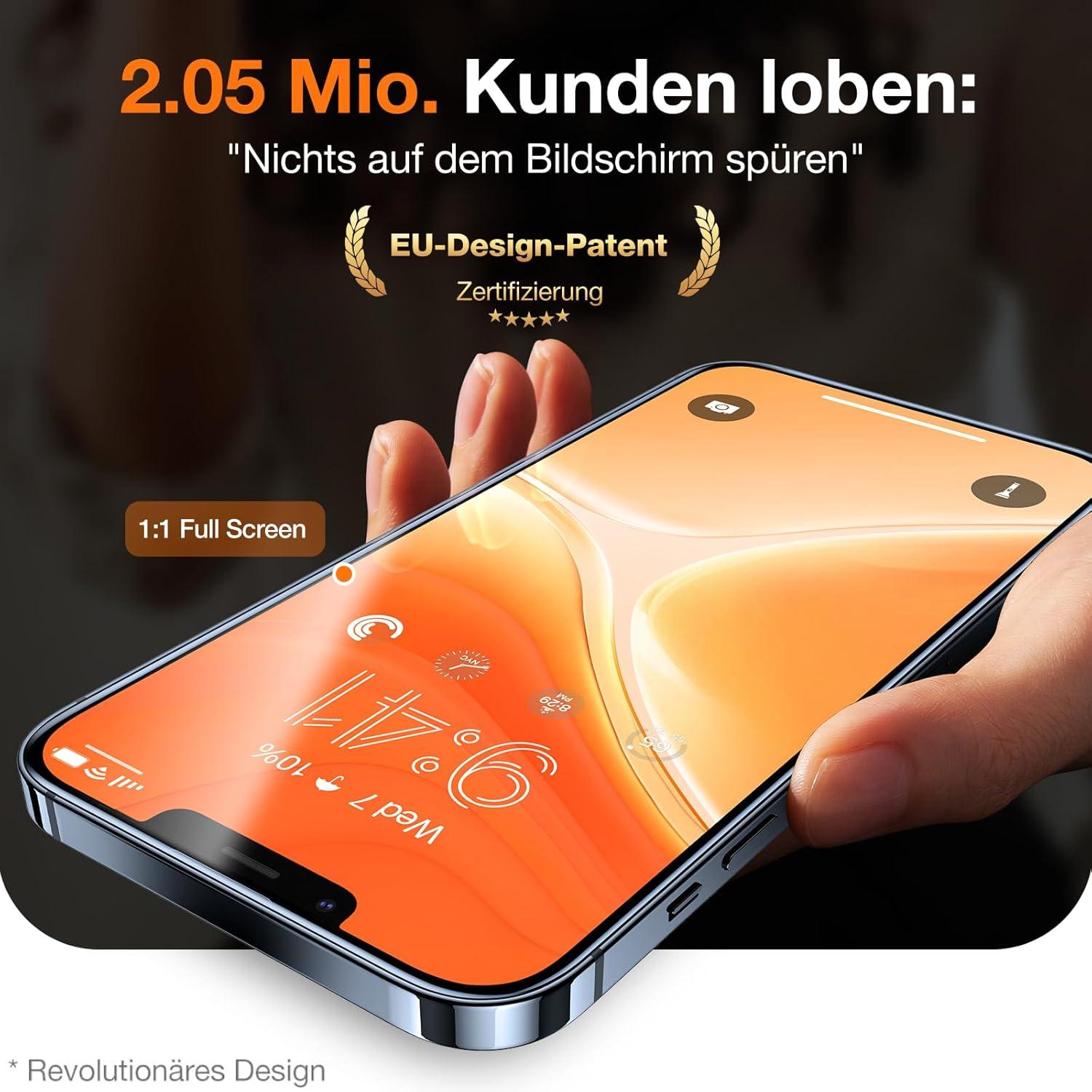 TORRAS iPhone 12/12 Pro Panzerglas Schutzfolie 9H+ 2 Stk