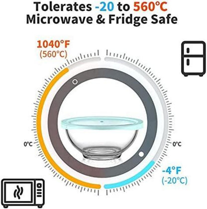 Luvan Glasschüssel Set 4 Stück 0.95L-3.5L, Salatschüsseln Mikrowellenfest