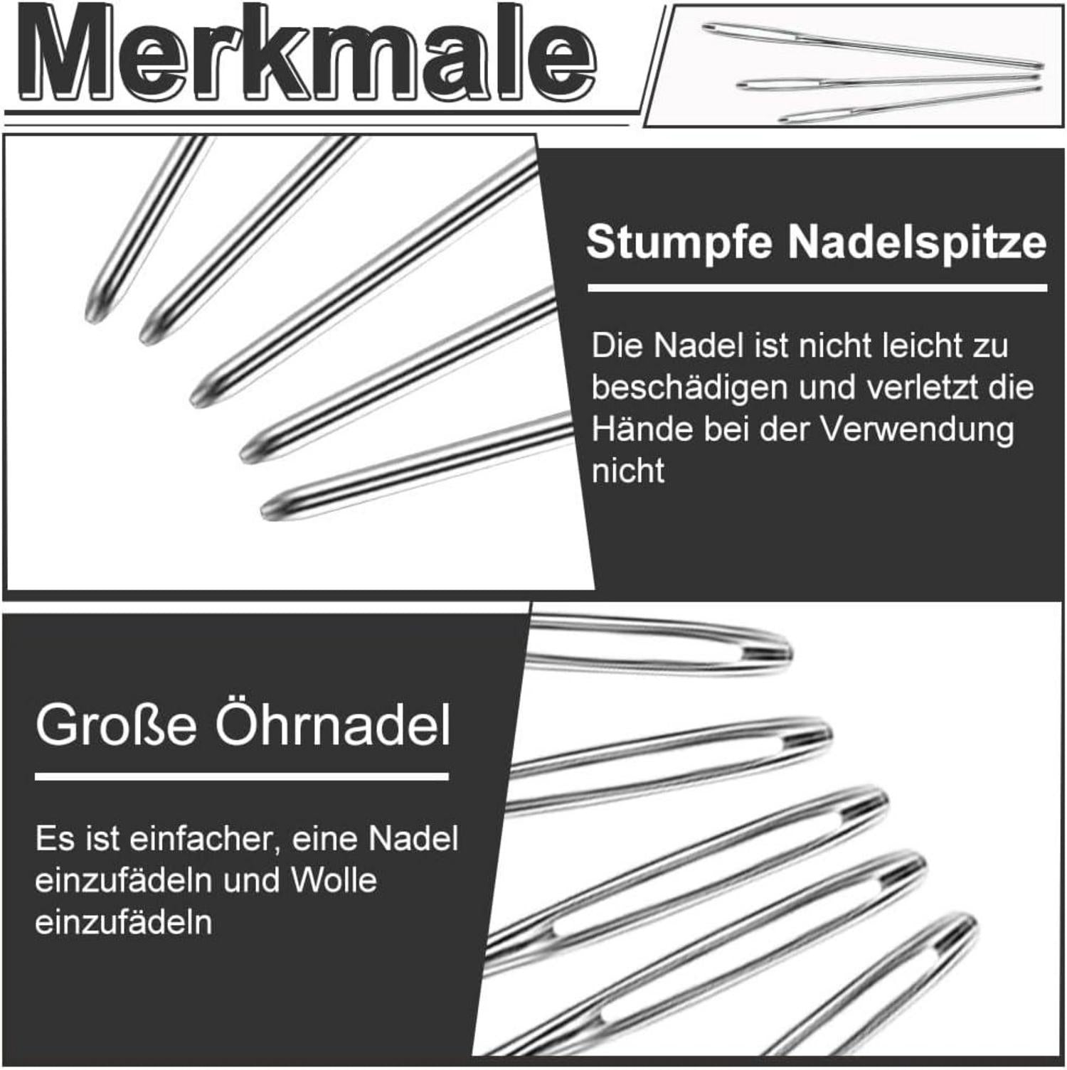 9-teiliges Set große Augen Leder Nähen Nadeln stoß nadeln stricken