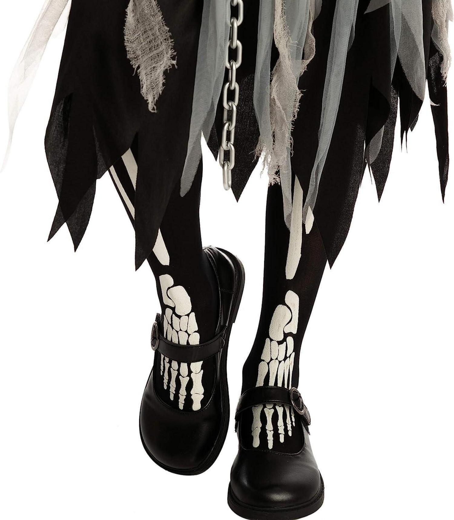 Sensenmann Kostüm Mädchen Gruseliges Halloween Cosplay Party Outfit 10-12 Jahre